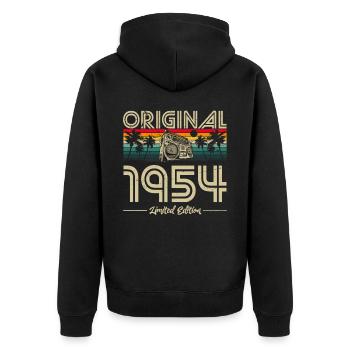 1954 Anniversaire né en 1954 Retro Vintage - Veste à capuche bio Premium Unisexe - noir - Dos - Nico (187cm)