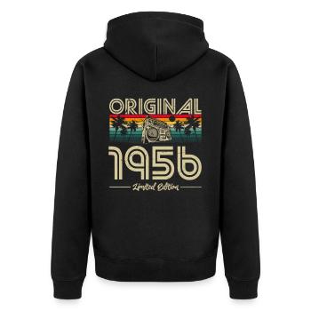 1956 Anniversaire né en 1956 Retro Vintage - Veste à capuche bio Premium Unisexe - noir - Dos - Nico (187cm)