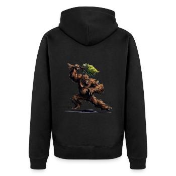 Angry Bigfoot - Unisex Premium Organic Zip Hoodie - black - Back - Nico (187cm)