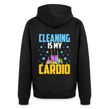 Le nettoyage est mon cardio - Veste à capuche bio Premium Unisexe - noir - Dos - Nico (187cm)