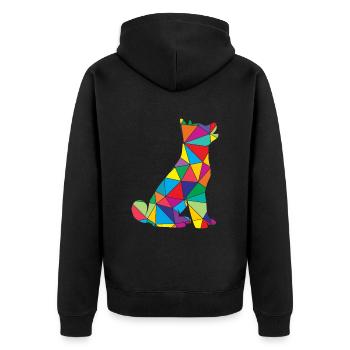 Hund Polygon Dog Hündchen Hunde - Unisex Premium Bio Zip Hoodie - Schwarz - Hinten - Nico (187cm)