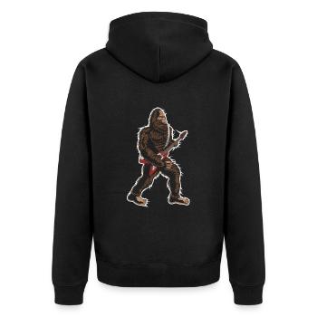Rock And Roll Bigfoot Sasquatch Gitarre Gitarrist - Unisex Premium Bio Zip Hoodie - Schwarz - Hinten - Nico (187cm)