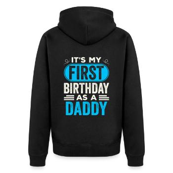 Mein Erster Geburtstag Als Papi Geburtstagsfeier - Unisex Premium Bio Zip Hoodie - Schwarz - Hinten - Nico (187cm)