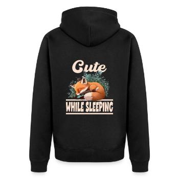 Cute While Sleeping Niedlicher Fuchs Schlafen - Unisex Premium Bio Zip Hoodie - Schwarz - Hinten - Nico (187cm)