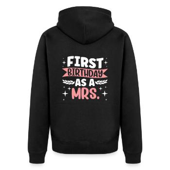 Premier anniversaire en tant que femme femme enceinte humour - Veste à capuche bio Premium Unisexe - noir - Dos - Nico (187cm)