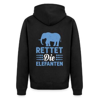 Rettet Die Elefanten Tierschutz Verein - Unisex Premium Bio Zip Hoodie - Schwarz - Hinten - Nico (187cm)