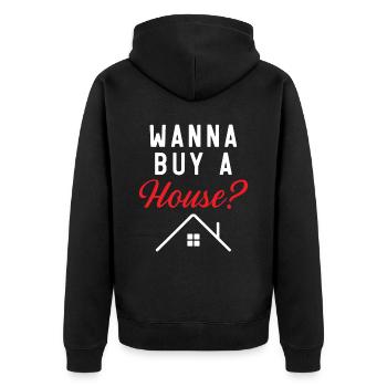 Do you want to buy a house? Home Brokers Real Estate - Unisex Premium Organic Zip Hoodie - black - Back - Nico (187cm)