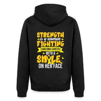 Strenght Is A Woman Fighting Sarcoma Cancer - Unisex Premium Organic Zip Hoodie - black - Back - Nico (187cm)