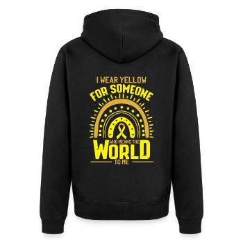 Soutien au cancer du sarcome du ruban jaune - Veste à capuche bio Premium Unisexe - noir - Dos - Nico (187cm)