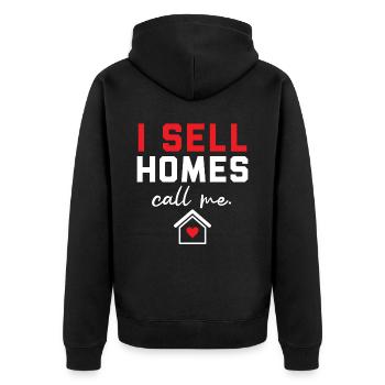 Ich verkaufe Häuser Rufen Sie mich Haus Makler Imm - Unisex Premium Bio Zip Hoodie - Schwarz - Hinten - Nico (187cm)