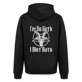 Satan Beelzebub Devil Gothic Pentagram Mystical - Unisex Premium Organic Zip Hoodie - black - Back - Nico (187cm)