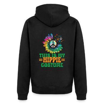 Hippie Peace Zeichen Frieden Blumen Blumenkind - Unisex Premium Bio Zip Hoodie - Schwarz - Hinten - Nico (187cm)