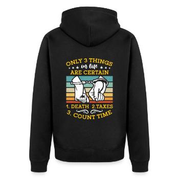 Corrections Officer Only 3 Things In Life Police - Unisex Premium Bio Zip Hoodie - Schwarz - Hinten - Nico (187cm)