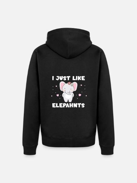 I just like elephants - Unisex Premium Organic Zip Hoodie - black