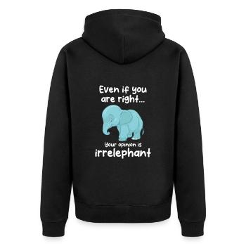 Your opinion is irrelephant - Unisex Premium Bio Zip Hoodie - Schwarz - Hinten - Nico (187cm)