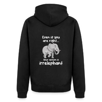 Your opinion is irrelephant - Unisex Premium Bio Zip Hoodie - Schwarz - Hinten - Nico (187cm)