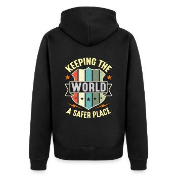 Corrections Officer Keeping The World Retro Police - Unisex Premium Organic Zip Hoodie - black - Back - Nico (187cm)