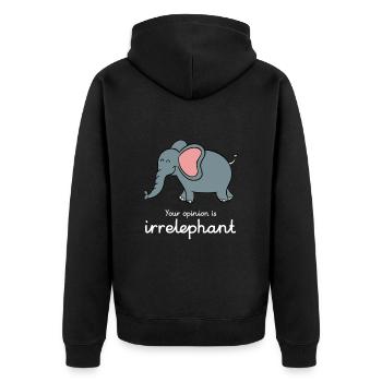 Your opinion is irrelephant - Unisex Premium Bio Zip Hoodie - Schwarz - Hinten - Nico (187cm)