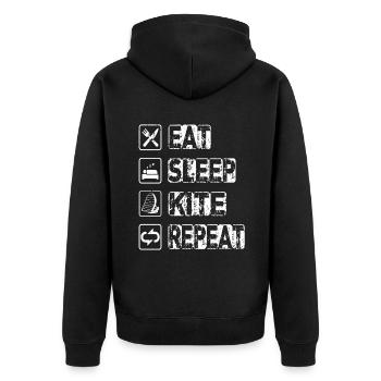 Eat Sleep Kite Repeat - Unisex Premium Bio Zip Hoodie - Schwarz - Hinten - Nico (187cm)