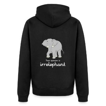 Your opinion is irrelephant - Unisex Premium Bio Zip Hoodie - Schwarz - Hinten - Nico (187cm)