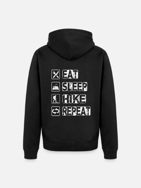 Eat Sleep Hike Repeat - Unisex Premium Organic Zip Hoodie - black