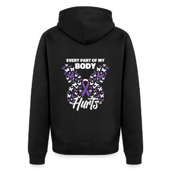 Fibromyalgia Rheumatism Cute - Unisex Premium Organic Zip Hoodie - black - Back - Nico (187cm)