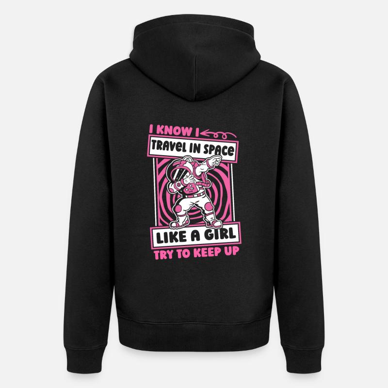 Astronaute Astronaute Cosmonaute Girl - Veste à capuche bio Premium Unisexe - noir