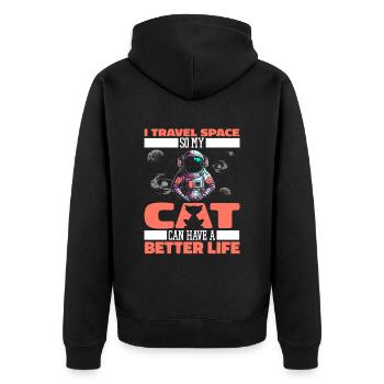 Astronaute, astronaute, cosmonaute, chat - Veste à capuche bio Premium Unisexe - noir - Dos - Nico (187cm)