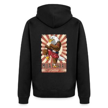 Muay Thai - Unisex Premium Bio Zip Hoodie - Schwarz - Hinten - Nico (187cm)