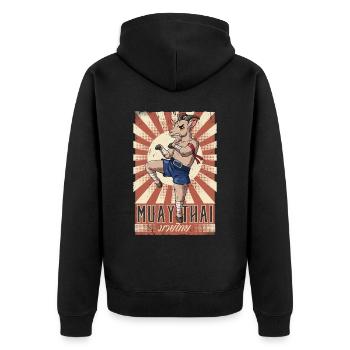 Muay Thai - Unisex Premium Bio Zip Hoodie - Schwarz - Hinten - Nico (187cm)