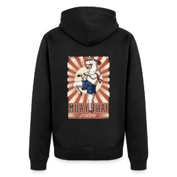 Muay Thai - Unisex Premium Bio Zip Hoodie - Schwarz - Hinten - Nico (187cm)