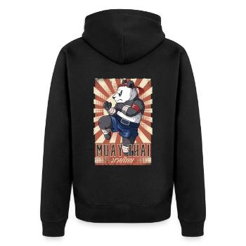 Muay Thai - Unisex Premium Bio Zip Hoodie - Schwarz - Hinten - Nico (187cm)