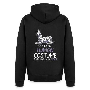 Zebra - Unisex Premium Organic Zip Hoodie - black - Back - Nico (187cm)
