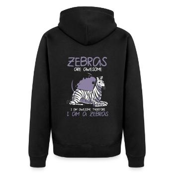 Zebra - Unisex Premium Organic Zip Hoodie - black - Back - Nico (187cm)