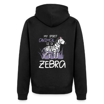 Zebra - Unisex Premium Organic Zip Hoodie - black - Back - Nico (187cm)