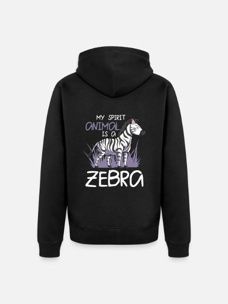 Zebra - Unisex Premium Organic Zip Hoodie - black