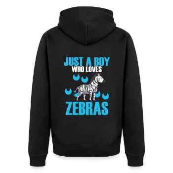 Zebra - Unisex Premium Organic Zip Hoodie - black - Back - Nico (187cm)