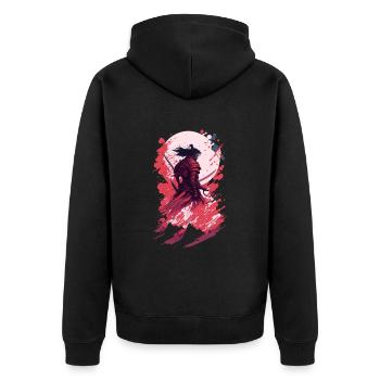 Shadow Samurai: Colorful Chaos Unleashed - Unisex Premium Bio Zip Hoodie - Schwarz - Hinten - Nico (187cm)