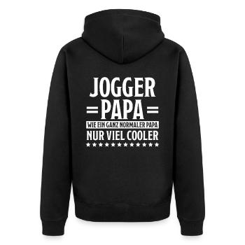 Jogger Laufen Lustiger Spruch Joggen Geschenk - Unisex Premium Bio Zip Hoodie - Schwarz - Hinten - Nico (187cm)