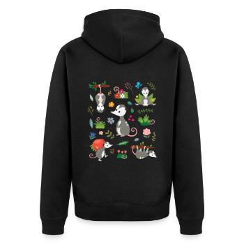 Opossum Kinder Süß - Unisex Premium Bio Zip Hoodie - Schwarz - Hinten - Nico (187cm)