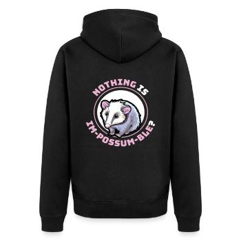 Nothing Is Im-Possum-Ble Opossum - Unisex Premium Bio Zip Hoodie - Schwarz - Hinten - Nico (187cm)