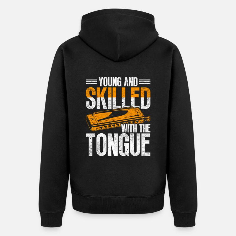 Harmonica harmonica player - Unisex Premium Organic Zip Hoodie - black