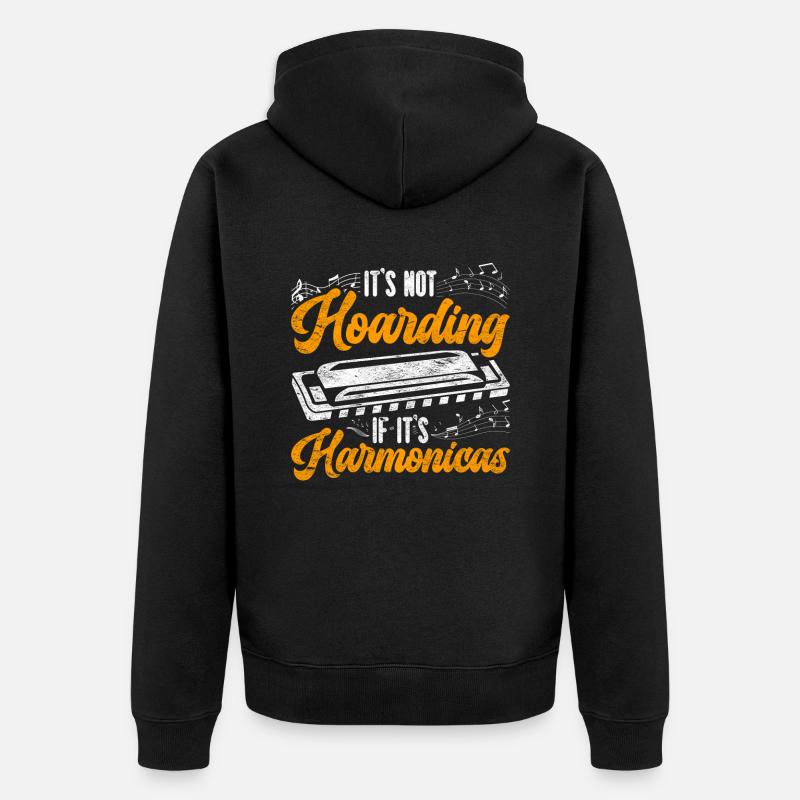 Harmonica player Harmonica - Unisex Premium Organic Zip Hoodie - black