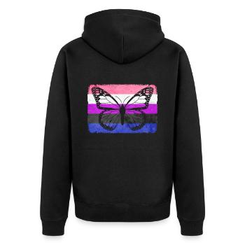 Gender Fluid Pride Flag Butterfly Sublte - Unisex Premium Organic Zip Hoodie - black - Back - Nico (187cm)