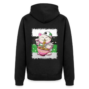 Demiromantic Pride Flag Ramen Kat japonais - Veste à capuche bio Premium Unisexe - noir - Dos - Nico (187cm)