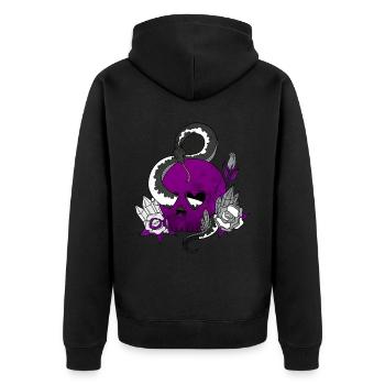 Asexual Pride Ace Flag Skull Snakes Roses Sublte - Unisex Premium Organic Zip Hoodie - black - Back - Nico (187cm)