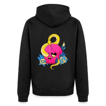 Pansexual Pride Pan Flag Skull Snakes Pink - Unisex Premium Organic Zip Hoodie - black - Back - Nico (187cm)