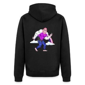 Genre Fluid Pride Flag Arc-en-ciel Bigfoot Sasqu - Veste à capuche bio Premium Unisexe - noir - Dos - Nico (187cm)