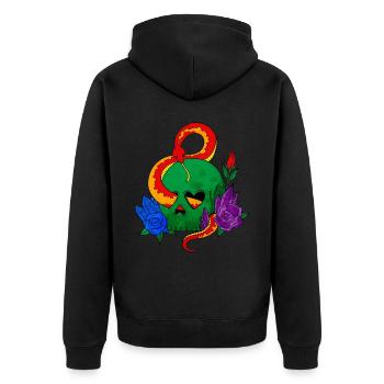 Homosexuell Stolz Regenbogenflagge Schädel Schlang - Unisex Premium Bio Zip Hoodie - Schwarz - Hinten - Nico (187cm)