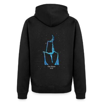 Aerial Silk Luftakrobatin Tarotkarte Der Mond - Unisex Premium Bio Zip Hoodie - Schwarz - Hinten - Nico (187cm)